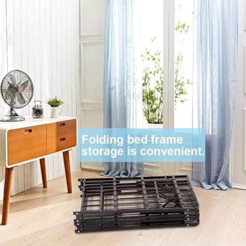 FDW Twin Bed Mattress Foundation Box Spring Replacement Heavy Duty Steel Slat Easy Assembly Noise-Free Twin Bed Frame Metal Platform Bed Frame，Black FDW