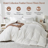 KUSNUG 100% Organic Cotton Feather & Down Fibers Comforter Twin Size, All-Season Hotel-Style Hypoallergenic Duvet Insert, Ivory White 68x90 Inch KUSNUG