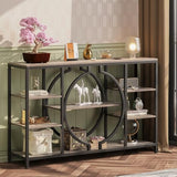 GiftGo 47" Industrial Console Tables for Entryway Rustic Sofa Table Behind Couch 4 Tier Wooden Shelves Entry Table with Storage for Foyer, Hallway, Front Door,Living Room (Retro Grey, 47") GiftGo