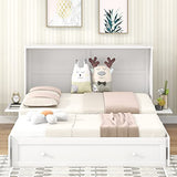 Hlcodca Unique Queen Size Mobile Murphy Bed with Drawer,Wood Storage Bed with Little Shelves on Each Side,for Small Spaces Apartments Studio Guest Room Use Hlcodca