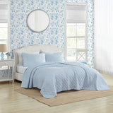 Laura Ashley - Quilt Set, Super Soft Bedding with Matching Sham, Casual Home Decor (Oxford Stripe Blue, Full/Queen) Laura Ashley