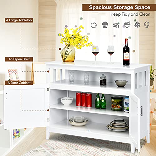 Costzon Buffet Cabinet, Wooden Sideboard with 2 Doors, Adjustable Shelf, Accent Coffee Bar Cabinet, Kitchen Storage Cabinet for Living Room, Dining Room, Hallway