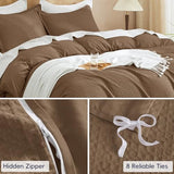PHF Waffle Duvet Cover Set King Size, No Snagging Ultra Soft Luxury Textured Breathable Comforter Cover for All Season 3pcs, Durable Bedding Duvet Set with 2 Pillow Shams, 104"x90", Mocha/Cocoa Brown PHF