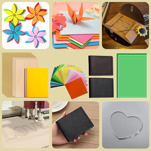 144 PCS Laser Engraving Material Kit, 29 Kinds of Laser Engraving Supplies Including Acrylic, Wood, PU Leather, Glass, Metal, Rock, Fabric, Rubber Materials for Laser Cutter Engraver Mossaestheticoy