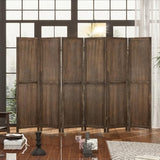 WelFurGeer 6 Panel Room Divider Screen - 360° Adjustable Folding Panels for Privacy, Bedroom, Living Room & Patio, Handcrafted Decorative Room Divider, Freestanding Divider for Room Separation (Brown) WelFurGeer