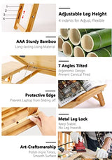 Laptop Desk Nnewvante Table Adjustable Bamboo Foldable Breakfast Serving Bed Tray w' Tilting Top Drawer Nnewvante