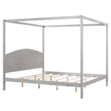 JIJIWANG King Size Canopy Bed Wood King Platform Bed Frame with Headboard and Slat Support Leg, 4 Posters King Bed Frame for Kids Teens Adults - Grey Wash JIJIWANG