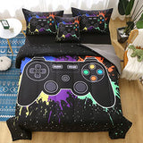 JQinHome Twin Gamer Comforter Sets for Boys&Girls ,6 Piece Bed in A Bag 3D Video Game Bedding -All Season Microfiber Gamer Bedding Sets for Kids, with Pillowcase, Flat & Fitted Sheet,Cushion Cover JQinHome