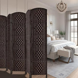 Rose Home Fashion Room Divider, 6 ft Tall Room Dividers and Folding Privacy Screens, 16in Privacy Screen 6 Panel Dark Coffee Space Temporary Wall Foldable Partition Separation Rose Home Fashion