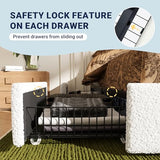 Allewie Full Size Bed Frame with 4 Oversized Storage Drawers, Soft Teddy Fabric, Boucle Upholstered Platform Bed, Wooden Slats Support, Noise-Free, No Box Spring Needed, Easy Assembly, White Allewie