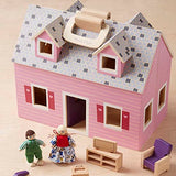 Melissa & Doug Fold and Go Wooden Dollhouse With 2 Dolls and Wooden Furniture,Multi,One Size Melissa & Doug