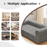 Doppeltcharms 79" 5-in-1 Convertible Sleeper Sofa Bed, No Assembly Corduroy Modular Futon Couch with Fixed Metal Armrests, Compressed in a Box, Pet-Friendly Sofa for Living Room Apartment, Dark Grey Doppeltcharms