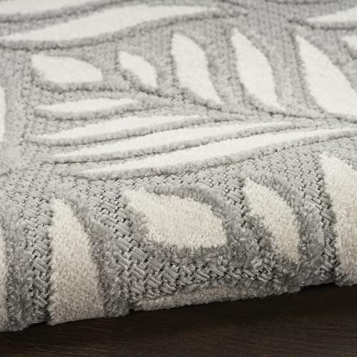 Nourison Home Aloha Indoor/Outdoor Grey 9' x 12' Area Rug, Easy Cleaning, Non Shedding, Bed Room, Living Room, Dining Room, Kitchen (9x12) Nourison