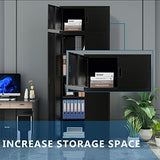 BESFUR Metal Storage Cabinet, 87 Inch Tall Locking Storage Cabinets with Top Cabinet Large Garage Storage Cabinet with Adjustable Shelves and Locking Doors for Office, Utility Room, Black BESFUR