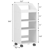 HAYOFAMY 4-Tier Mobile Bookshelf, White Bookcase with Wheels, Rolling File Holder Desk File Book Organizer for Home Office Living Room School HAYOFAMY