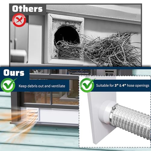 Pearwow Window Vent Kit for 3" and 4" Vent Hose,Adjustable Window Vent Panels with Louvered Vent Cover,Switchable Hood for 3"/4" Exhaust Ventilation of Dryer,Laser Engraver & 3D Printer Enclosure Pearwow