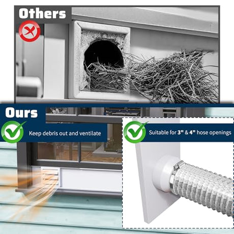 Pearwow Window Vent Kit for 3" and 4" Vent Hose,Adjustable Window Vent Panels with Louvered Vent Cover,Switchable Hood for 3"/4" Exhaust Ventilation of Dryer,Laser Engraver & 3D Printer Enclosure Pearwow