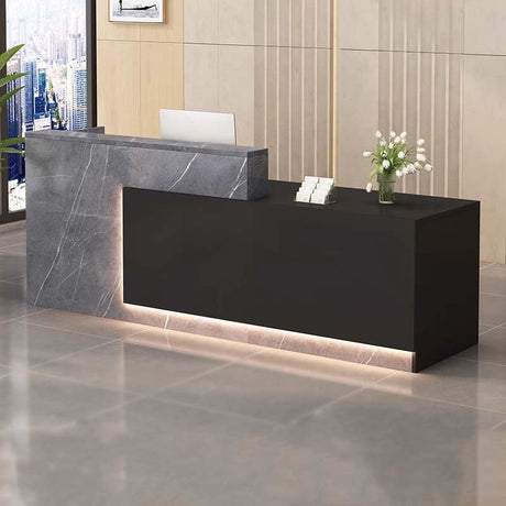 Reception Desk with Counter, Receptionist Desk with Led Lighting & Lockable Drawers Front Reception Table for Businesses Suited for Salons, Shops & Offices-Easy to Assemble Generic