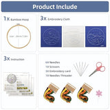 KEKEMEOW 3 Sets Embroidery Kit for Beginners, Stitches with Landscape of Mountains Patterns, DIY Cross Stitch Kits for Adults, Needlepoint Hand Embroidery Kit with Stamped Pattern、Instruction、Hoop
