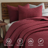 HORIMOTE HOME Burgundy Red Twin Size Quilt Set - Soft Microfiber Bedspread with 1 Sham, Lightweight & All-Season Geometric Coverlet for Cozy Bedding HORIMOTE HOME