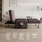 DSNAPE Convertible Sofa Bed with 5-Level Adjustable Backrest, 74" D x 28" W 4-in-1 Folding Ottoman Sleeper Chair Bed, Modern Single Futon Couch for Living Room Apartment Dorm Small Space, Dark Brown DSNAPE