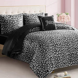 Juicy Couture Modern Black Leopard Satin King Comforter Set - Luxury Bed in a Bag – Soft & Stylish 8-Piece Bedding Collection Juicy Couture