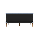 HomePop Upholstered Bergen Convertible Futon Sofa Bed, Modern Sofa Couches for Living Room, Small Spaces, Dorm, Apartment, Blue Woven HomePop