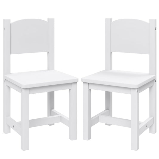 Timy Toddler Wooden Chair Pair, Kids Furniture for Eating, Reading, Playing 2 Pack (White)