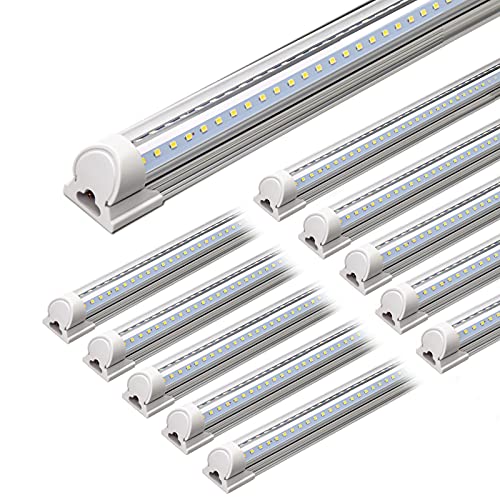 Barrina LED Shop Light, 4FT 40W 5000LM 5000K Daylight White, V Shape, Clear Cover, Linkable with Plug, T8 LED Tube Lights, ETL Listed, 10 Packs - WoodArtSupply