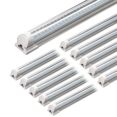 Barrina LED Shop Light, 4FT 40W 5000LM 5000K Daylight White, V Shape, Clear Cover, Linkable with Plug, T8 LED Tube Lights, ETL Listed, 10 Packs