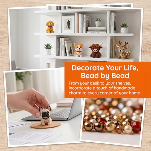 Zoxksho Beaded Animal Kit - Tiny 3D Beaded Animal DIY Kit, Embroidery Making Kit for Beginners for Adults with Instructions, Storage Box (Fireworks)