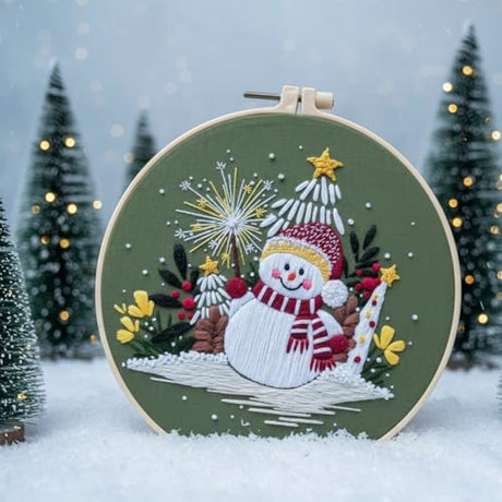 Nalexmi 3 Sets Christmas Embroidery Kits for Adults and Beginners, Cross Stitch with (Snowman, Santa Claus, Jingle Bell Patterns) Includes Needles, Threads, Tools Nalexmi