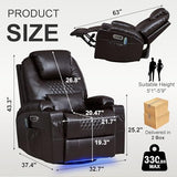 Dual Motor Power Swivel Rocker Recliner Chair for Adults with Heat and Massage,Electric Wall Hugger Glider Rocking Recliner for Nursery Living Room with LED Lights,USB A&C Ports(Brown, Single)