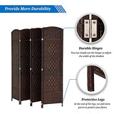 VINGLI 6-Panels Tall Rattan Room Divider, 6 FT Folding Privacy Screen, Indoor Partition Wall Dividers, Freestanding Hinged Space Separator (Dark Brown) VINGLI