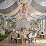 20 ft×20 ft White Ceiling Curtain Drapes for Weddings Parties, Wrinkle Free Polyester Draping Fabric White Drapery for Party Tent Canopy Hotel Banquet Hall Ceiling Decor-4 Panels 5×20ft leegleri