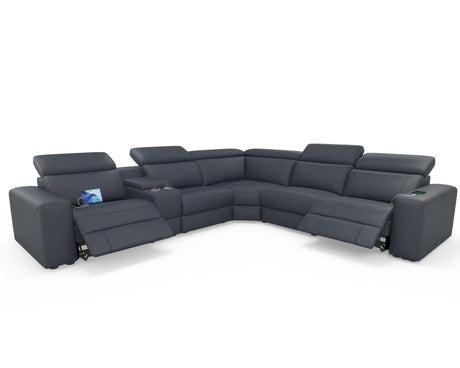 AMERLIFE Power Recliner Sofa, Electric Reclining Sofa with Console & Dual Recliner, Leather Sectional Couch for Living Room, Grey AMERLIFE