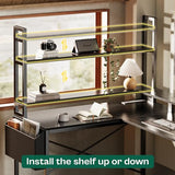 Huuger L Shaped Gaming Desk with LED Lights, Power Outlets & Storage Shelves, Black Huuger