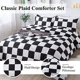 Andency Checkered Comforter Twin(66x90Inch), Black White Plaid Gingham Bed Set for Teen Boys Kids, Lightweight Microfiber Geometric Preppy Bedding, 2 Pieces Andency
