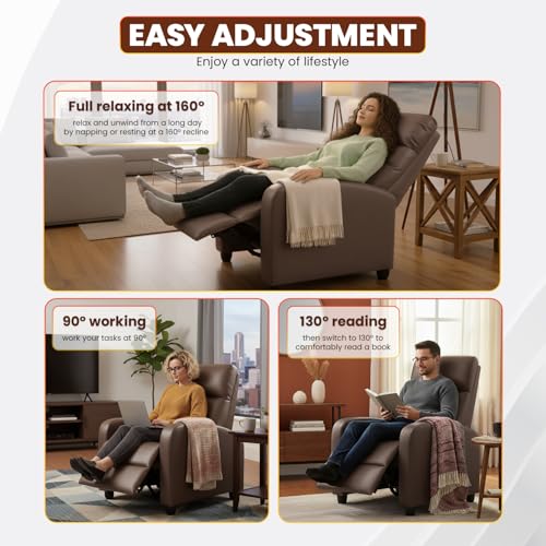 FDW Recliner Chair Reclining Sofa Leather Chair Home Theater Seating Lounge with Padded Seat Backrest