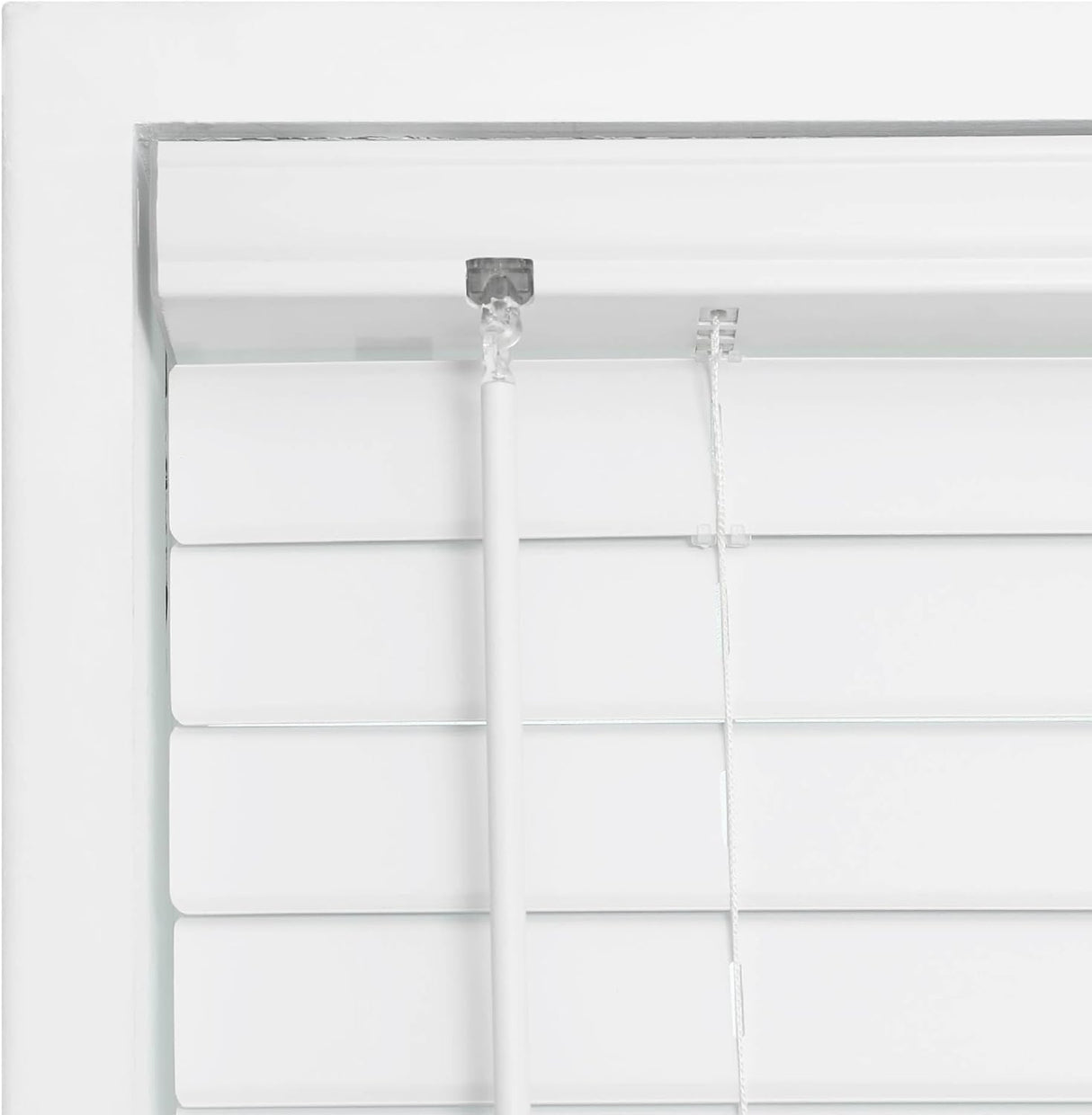 DEZ FURNISHINGS Cordless 2" Flat Slat Venetian Blind, 31" W x 60" H, White DEZ FURNISHINGS