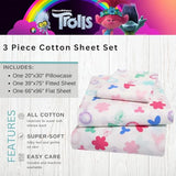 DreamWorks Trolls Kids Luxury Bedding Super Soft Premium Cotton 3 Piece Sheet Set, Twin, (Officially Licensed Product) by Franco Franco