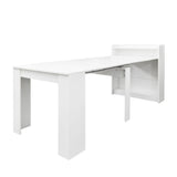 Extendable Dining Table with Storage 20"-98" Extendable Console Table Transformer Dining Table w/ Extension Leaves White Wood Rectangular Expandable Kitchen Table for 6 8 10 12 People Space Saving Henf