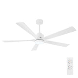 ELEHINSER 52" Modern Ceiling Fan with Light and Remote Control, 5 Solid Wood Blades 6-Speed Noiseless Reversible DC Motor, Ceiling Fan for Bedroom Dinning Living Room, White ELEHINSER