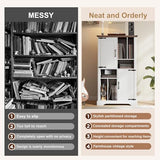 Maupvit Record Player Stand with Vinyl Storage Cabinet, 47" Wood Turntable Table Open and Closed Shelf Holder, 400+ Albums Cube Storage Organizer for Living Room, Office,White Maupvit
