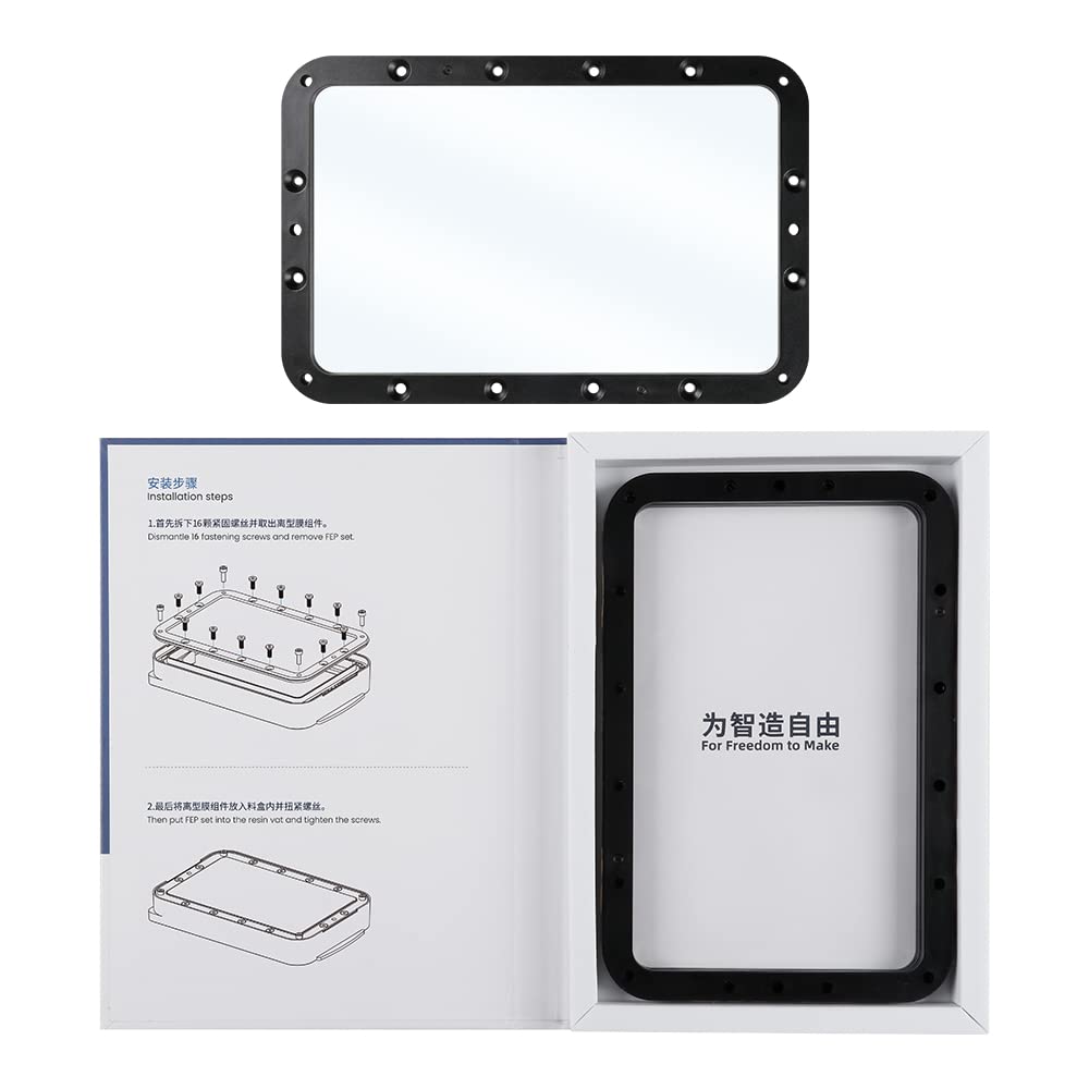 2PCS FEP Film for Anycubic Photon Mono 2, Mono 4 3D Printer Accessories 2PCS Resin Vat Pre-Installed FEP Release Film with Frame for Mono 2, Mono 4 Resin 3D Printer 197x131x0.15mm AOMUWKE