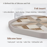 UMIRRO Absorbent Felt Coasters for Drinks with Silicone Case, Rustic Country Farmhouse Cup Coaster Set for Wooden Coffee Table Decor, Boho Tile Design, Brown, 4", 4 Pack Umirro