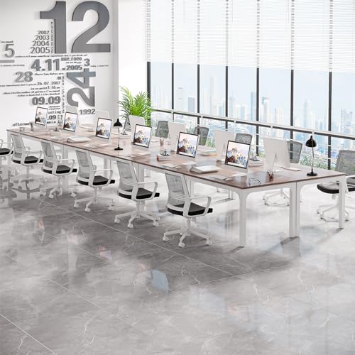 LITTLE TREE 13FT Conference Room Table, Large Rectangle Meeting Seminar Tables for 12-20 Person, Extra Long Business Tables for Office LITTLE TREE