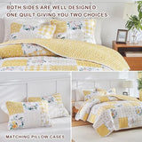 Joyreap 2 Pieces Floral Patchwork Quilt Set Twin, Yellow n White Flowers Design, Soft n Cozy Microfiber Quilt, Bedspread Bed Cover for All Season, 1 Quilt and 1 Pillow Sham- 68x86 inches Joyreap