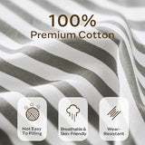 JELLYMONI 100% Natural Cotton 3pcs Striped Duvet Cover Sets,White Duvet Cover with Grey Stripes Pattern Printed Comforter Cover,with Zipper Closure & Corner Ties(Queen Size) JELLYMONI