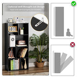 VECELO 42 Inch High Bookcase, 4-Tier Modern Storage Cabinet with Height Difference Shelves for Standard Textbooks, Floor Standing Display, 7 Cubes, Horizontal Avaiable, Easy Assembly, Black VECELO